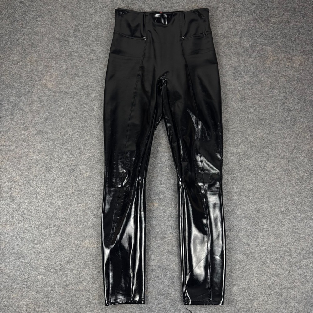 Spanx Patent Faux Leather High Rise Leggings 27" Black Womens‎ Small S